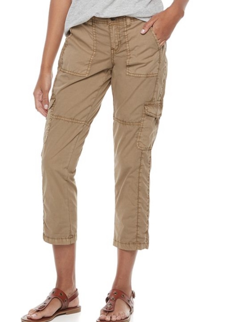 New Sonoma Relaxed Crop Cargo Pants in Khaki size 14P